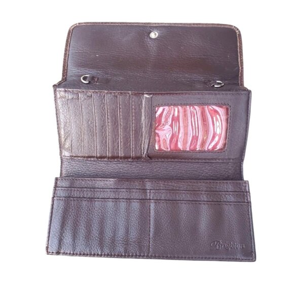 Brighton Women's Brown Leather Floral Embroidered‎ Wallet - Picture 2 of 8